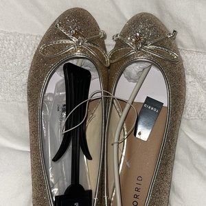 Gold glitter ballet flats